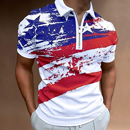 2023 חולצה פטריוטית של דגל אמריקאי חדש לגברים לגברים 4 ביולי שרירים דחו חולצות צווארון רזה מתאימות