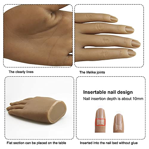 סיליקון יד עבור אקריליק ציפורניים עיסוק עם מעמד מהדק-מציאותי גמיש מתכופף נשים בובת ידיים כמו בחיים מזויף יד