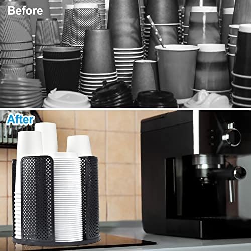מתקן כוסות קפה סאמה, מחזיק כוסות ומכסים מסתובבים לכוסות 5-16 עוז 4 תא מחזיק כוסות קפה מארגן כוסות