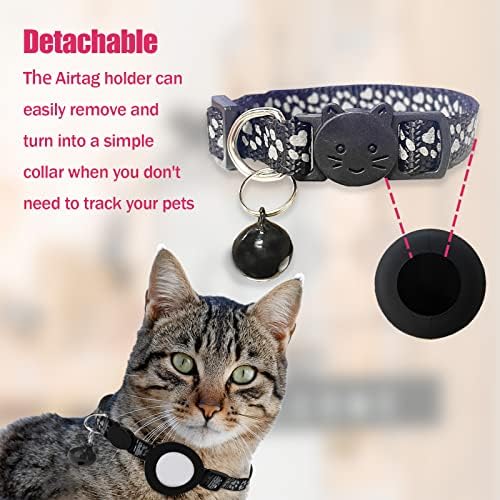 אויאנטן חתול צווארון עם איירטאג מחזיק מתכוונן להתנתק רעיוני חתלתול קולרים עם פעמון