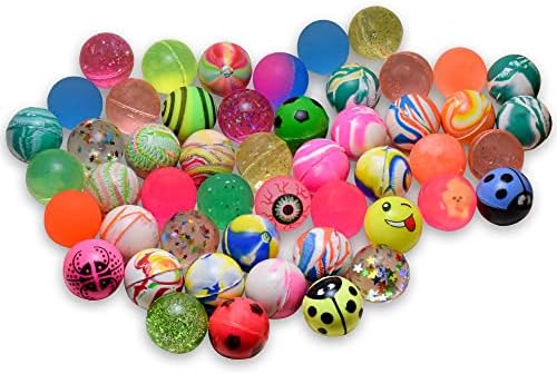 UNQA 50 חתיכות כדורים קופצניים בתפזורת 25 ממ - צבעים שונים, כדורי קופצים גבוהים בגומי קפיצה - מגיעים עם כיס רוכסן
