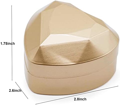 ארגז טבעת בצורת לב Kakkoii עם קופסת מתנה לתכשיטי קטיפה של LED להצעה, אירוסין, חתונה