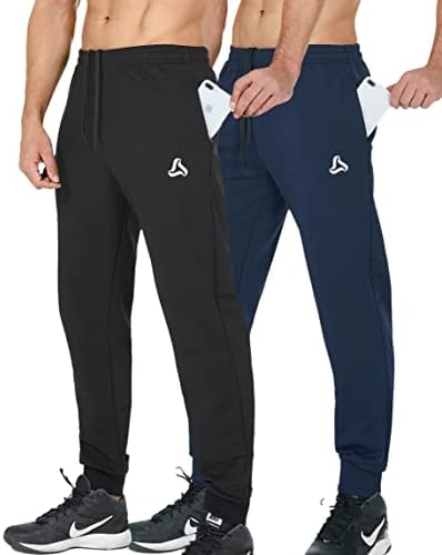 מכנסי טרנינג לגברים של סילקוורלד עם כיסי רוכסן מכנסי ריצה ספורטיביים מחודדים