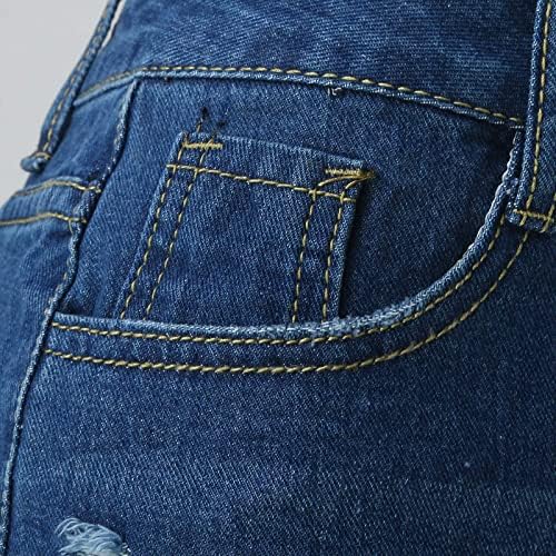 מכנסי ג'ינס בגודל פלוס נשים נמתחות ציצית ריינסטון קיץ מגולגלת מכנסיים קצרים בצבע חסימת צבע