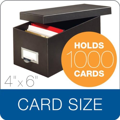 גלוב-וייס / פנדפלקס תיבת אחסון כרטיס אינדקס סיבים, 4 על 6 אינץ', שחור מלא