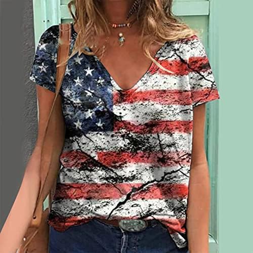 נשים מתאימות חולצות יום העצמאות לנשים הדפסת חולצות קיץ יומיות לנשים גופיות גופיות