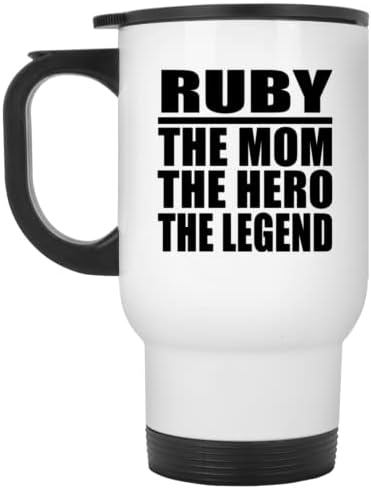 מעצב את רובי האמא הגיבור האגדה, ספל נסיעות לבן 14oz כוס מבודד מפלדת אל חלד, מתנות ליום הולדת יום הולדת חג