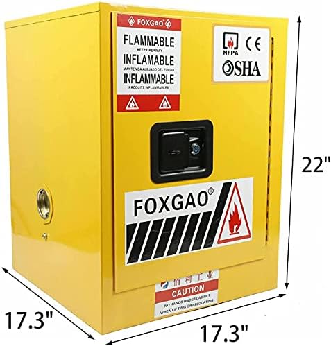 GDRASUYA10 12 ליטר ארון אחסון בטיחות לנוזלים דליקים, צהוב אמצעי אחסון דליקה דליקה דליקה דליקה ארון