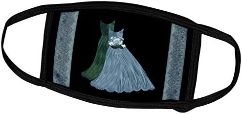 3רוז ג ' קליינארט אמנות שמלת דמשק סרטים עלה סרטים-כחול וירוק שמלות עם תיאום דמשק סרטים-פנים מסכות