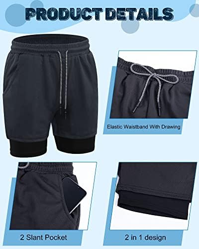 3 יחידות גברים של 2 ב 1 אימון מכנסי ריצה ספורט חדר כושר מכנסיים קצרים עם אוניית מהיר יבש מכנסיים קצרים עם כיסי
