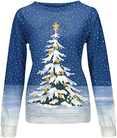 נאפו צ ' יריסטמות סוודר לנשים חמוד איל מודפס רופף חולצות צוות צוואר מקרית טרנדי חג המולד תלבושות