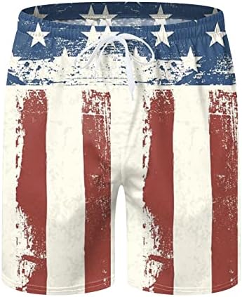מכנסי לוח גברים קצרים קיץ מזדמן כושר רופף כושר ארהב דגל הדפסת לוח הדפסה 4 ביולי אימון וינטג 'חוף