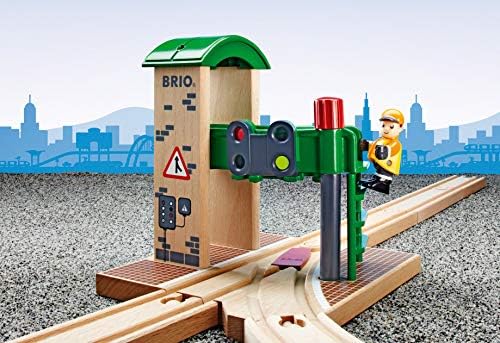 Brio World 33674 - תחנת אות - אביזר רכבת צעצוע מעץ 2 חלקים לילדים בגיל 3 ומעלה ועולם - 33754 אות פעמון