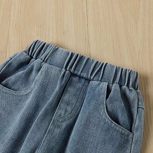 בגדי בנות פעוטות ילדים בייבי בנות פאף שרוול תחרה טול חולצה חולצות יבול ג 'ינס ג' ינס תינוק בגדים