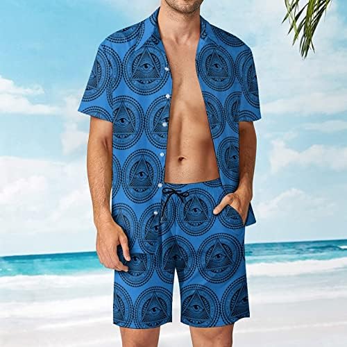 עיניים אילומינאטי 2 חלקים תלבושות חוף חוף כפתור הוואי למטה חולצה עם שרוול קצר וחליפות מכנסיים קצרים