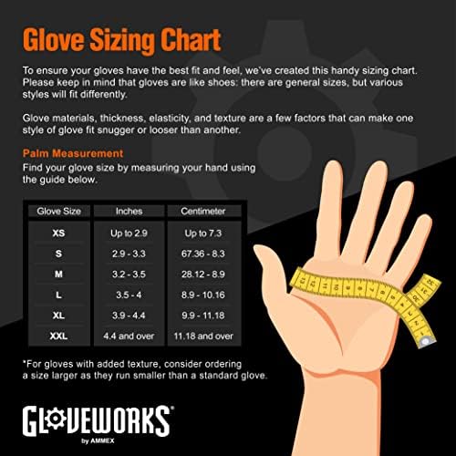 GloveWorks HD כתום כתום ניטריל כפפות חד פעמיות, 8 מיל, ללא לטקס, מרקם יהלום מוגבה, 5 תיבות של 100
