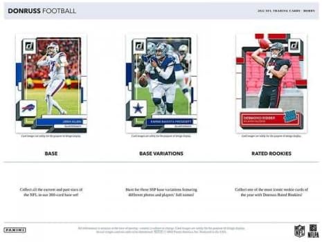 2022 שחרור תיבת התחביב של דונרוס כדורגל 2/15 - כרטיסי כדורגל עם חתימה של NFL