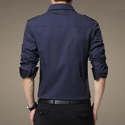 כפתור שרוול ארוך לגברים למטה חולצות צווארון מפני צווארון דק חולצה כושר מסוגננת חולצות טקטיות עסקיות