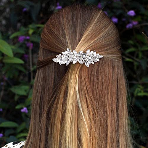 הינזיק 2 יחידות ריינסטון שיער קליפים פרח שיער סיכות קריסטל פרל צרפתית סיכות שיער קליפ אביזרי חתונה לנשים