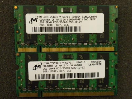 4GB 2x2GB 2RX8 NONE ECC DDR2 PC2-5300S MT16HTF25664HY-667E1 זיכרון מחשב נייד