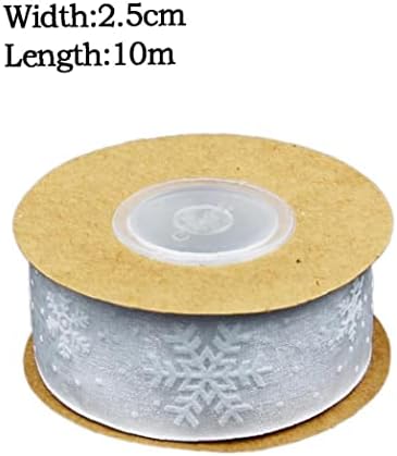 זונסטר זונסטר חג המולד סרטי פתית שלג דפוס שקוף חוט קלטת מסיבת קישוט סרט רול עבור גלישת מתנה, לבן, 2.5 סמ
