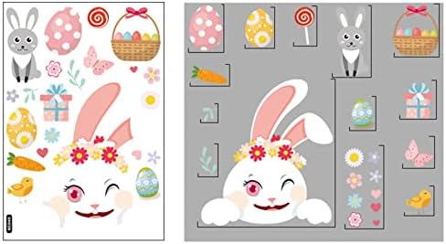 מקלות צילום ארנבת מדבקה מזכוכית מדבקות קישוטי חג אביב ילדים חדר בית מטבח עיצוב מדבקות אישור חיובי