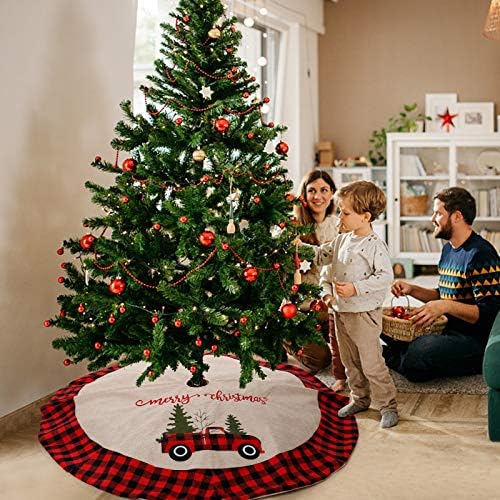 Alynsehom חצאית עץ חג המולד משאית אדומה חצאיות עץ חג המולד חצאיות גדולות 48 סנטימטרים מחצלת עץ חג המולד עץ חג