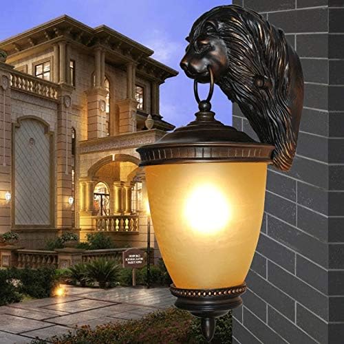 Zjhyxyh בסגנון אירופי מנורת קיר חיצונית מנורת גינה עמיד למים מנורה קישוט חיצוני קיר קיר יצירתי רטרו חיצוני