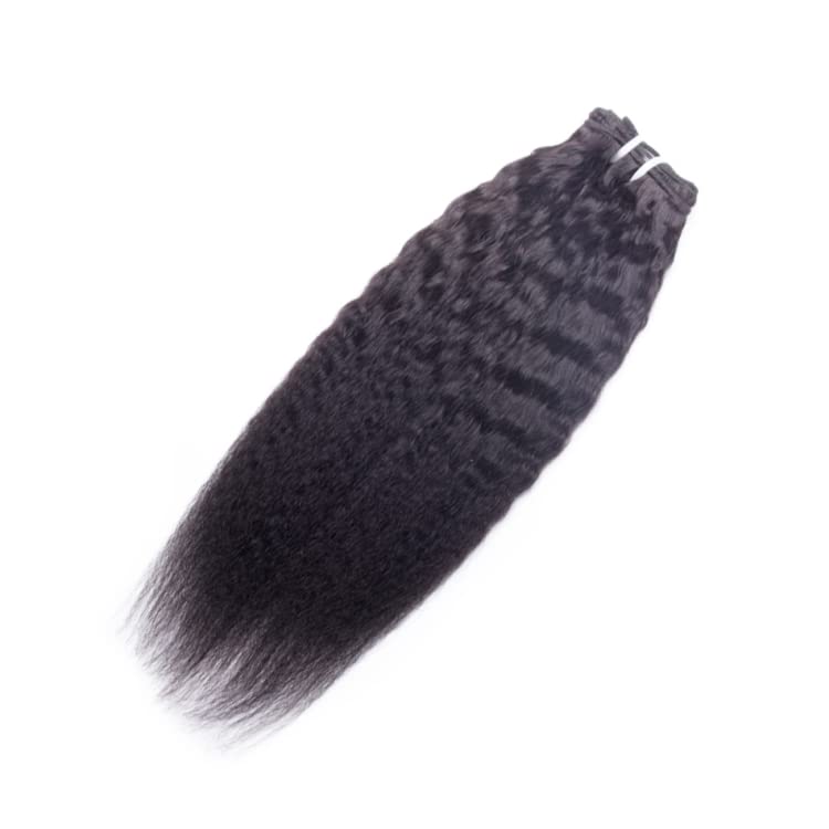 עבה טבעי קינקי רך ישר שיער טבעי קליפ בתוספות שיער 18 אינץ 1 ב 7 חתיכות 24 קליפים, שחור חום צבע, שחור