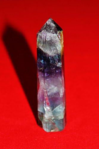 פלואוריט קשת נקודת קריסטל - פריזמה - אבן חן מרובת צבע מדהימה - מינרל אותנטי וטבעי - פנינה נדירה -