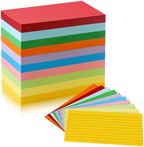 טקמיס 3 על 5 כרטיסי אינדקס נשלטים, 600 חתיכות כרטיס אינדקס צבעוני, כרטיסי הערה, כרטיסי פלאש, כרטיסי