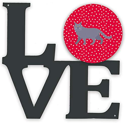 אוצרות קרוליין 5568 ואלב בריטי קצר שיער 1 חתול אהבה מתכת קיר יצירות אמנות אהבה, אדום,