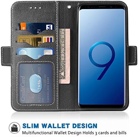 מארז טלפון עבור סמסונג גלקסי S9 פלוס מארז ארנק הפליפ של פוליו, מחזיק כרטיסי אשראי עור PU חריצים הגנה גוף מלא