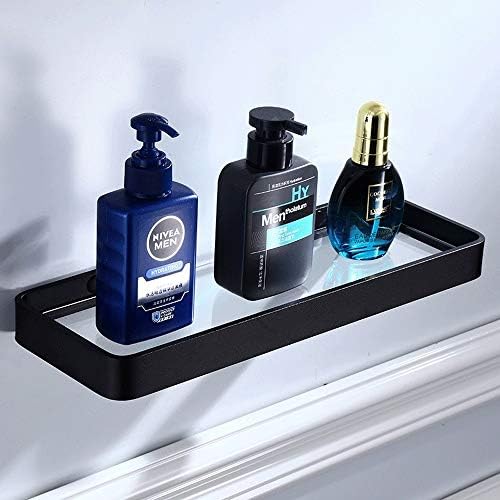 מדף מקלחת WXXGY אלומיניום חלול חדר אמבטיה ללא קיר קידוח מדפי אחסון מארגן עם כוס יניקה/45 סמ
