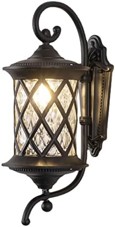 רשת שחורה חיצונית מנורת קיר אלומיניום קיר חיצוני פנס תאורה של תאורה לחצר אורות מרפסת אורות קיר עם צל זכוכית ברור,