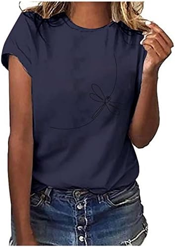 חולצת טיפה של שפירית נשים חולצה שרוול קצר צוואר צוואר צוואר גרפי חמוד טי קיץ מזדמן.