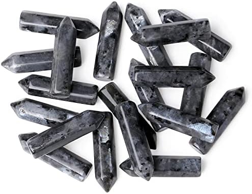 10 יחידות שחור לברדוריט ריפוי טבעי קריסטלים אבני סטוני סטוטות מכוסות מכוסות אבני חן. נקודות משושה