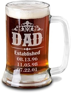 אבא ספל בירה בהתאמה אישית מבן בת עם תאריכי לידה לאבות אבות אבא בירה שטיין חרוט בעל יום האב הראשון