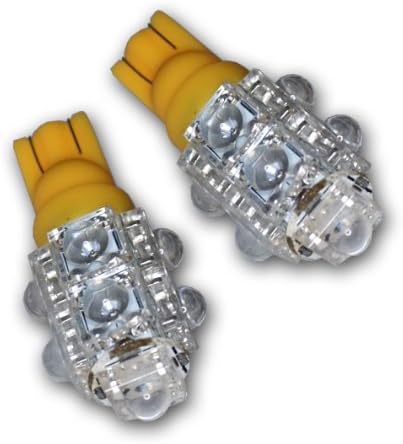 TuningPros LEDRSM-T10-A9 סמן צד אחורי נורות LED נורות T10 טריז, 9 סט שטף ענבר 2-PC