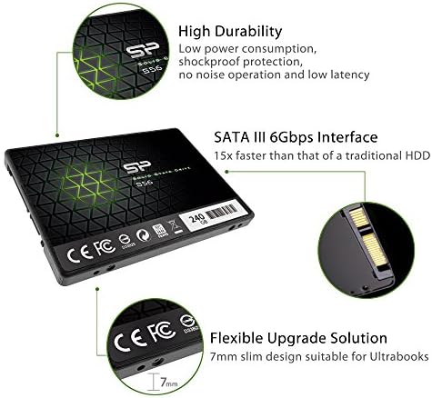 כוח סיליקון 240 ג'יגה -בייט SSD 3D NAND עם R/W עד 560/530MB/S S56 SLC CACHE ביצועים BOOST SATA III 2.5 7 ממ
