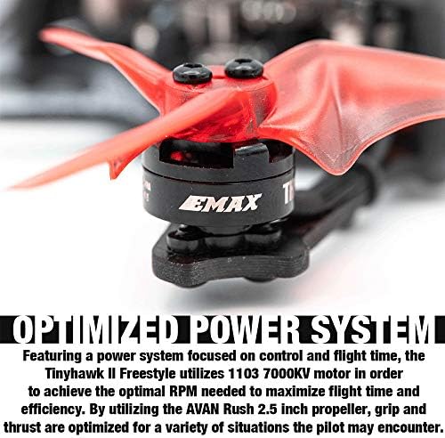 Emax Tinyhawk II Freestyle Bnf FPV Drone Racing עם 120 קמש במהירות גבוהה, 5A ESC, 7000kV מנוע ללא מברשות,