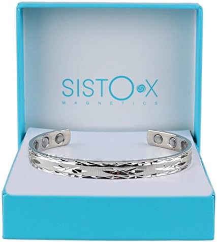 Sisto-X Slim Magnetic Copper צמיד/צמיד עיצוב חתך יהלום אלגנטי עם גימור כרום על ידי Sisto-X® Health 6