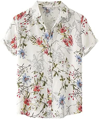 חולצות אימון קיץ לגברים חולצות אופנה מזדמנים גברים פרח עליון הוואי מודפסים חולצה עליונה רופפת פיג'מה