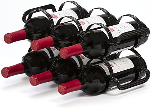 מנגו קיטור 6 בקבוקים מתלה יין דלפק - מארגן אחסון למשטחי מטבח, מזווה, מקרר -