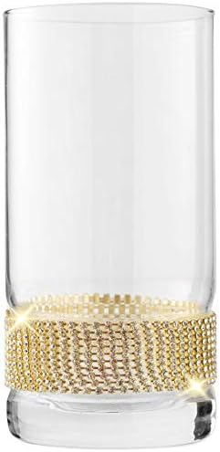כוסות קוקטייל הייבול יוקרתיות של ברקוור-זכוכית קולינס משובצת יהלום נוצצת-16 עוז, סט של 6