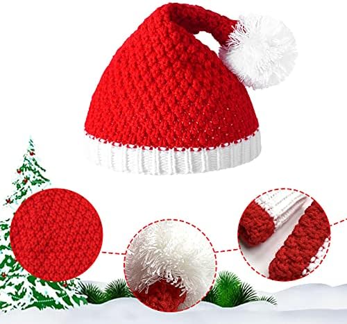 כובעי חג המולד דלוקס קטיפה & קטיפה לקצץ סנטה כובעים סרוגים חג טובות וציוד צד לילדים ומבוגרים