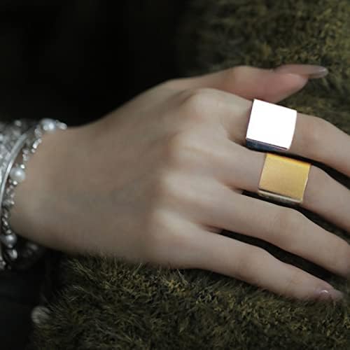 2023 טבעת מרובעת חדשה זהב וכסף רחוב פאנק פאנק סגנון טבעת ריבוע מתנה לחברים טבעות לילד