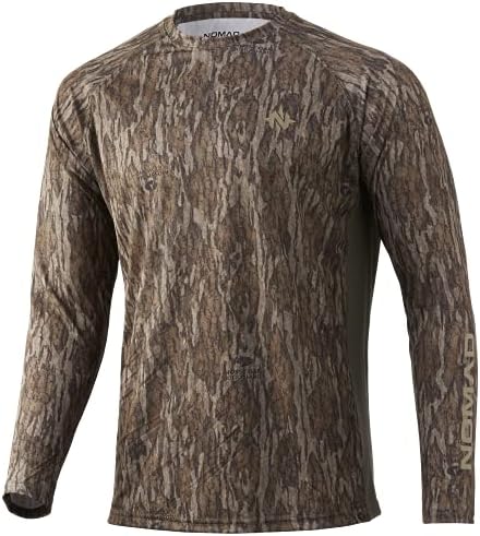 חולצת ציד שרוול ארוך סטנדרטי של נווד גברים עם הגנה מפני שמש, אלון טחבי הסוואה קרקעית חדשה, גדול