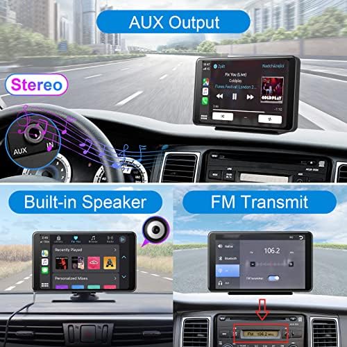 סטריאו נייד סטריאו אלחוטי Apple CarPlay אלחוטית אנדרואיד אוטומטית 7 אינץ 'מסך מגע עם Bluetooth, ניווט GPS, קישור