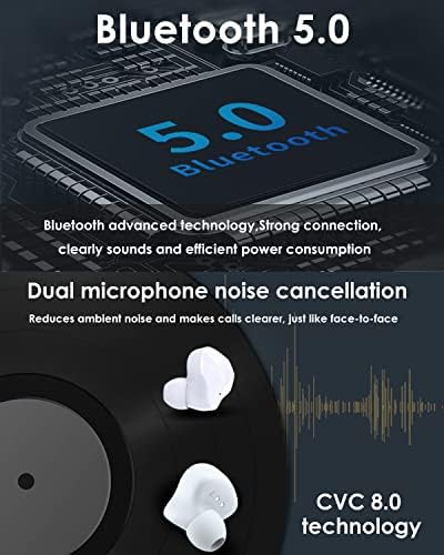 אוזניות אלחוטיות אמיתיות Bluetooth באוזניות אוזניים לאייפון אנדרואיד כחול שן 5.0 ניצני אוזניים TWS